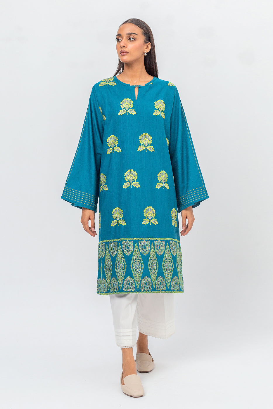 EMBROIDERED KHADDAR SHIRT (PRET)