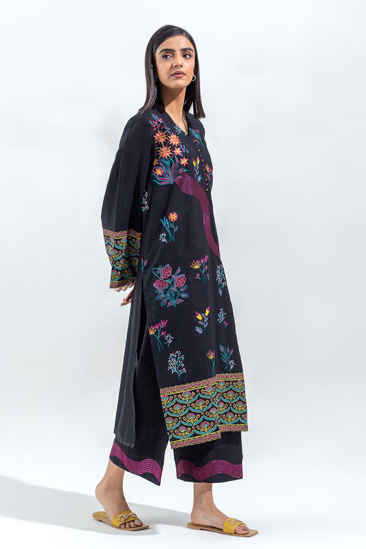 2 PIECE EMBROIDERED SLUB KHADDAR SHIRT(PRET)