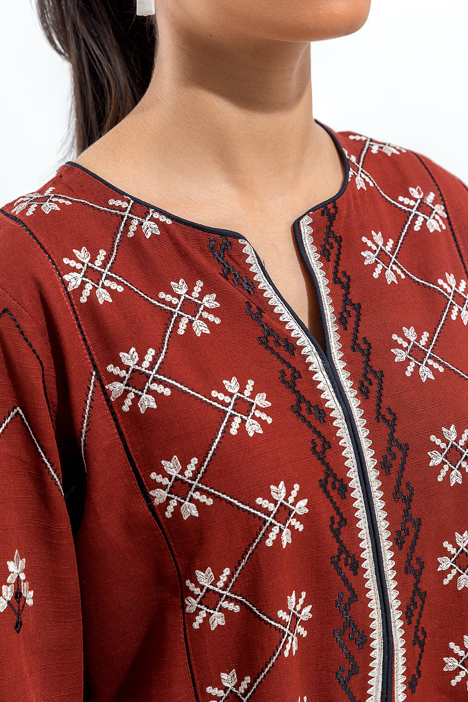 EMBROIDERED KHADDAR SHIRT (PRET)