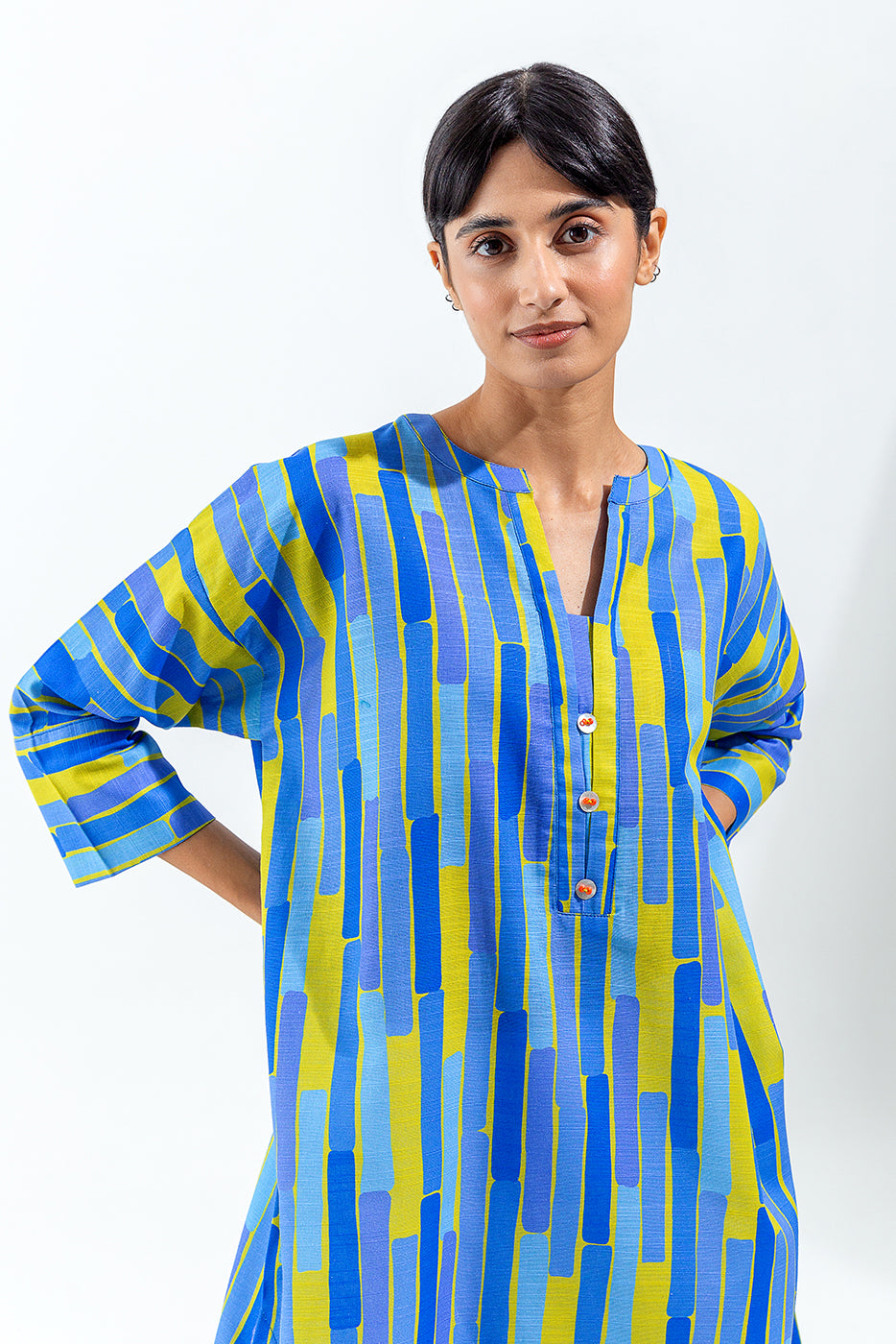 PRINTED SLUB KHADDAR SHIRT (PRET)