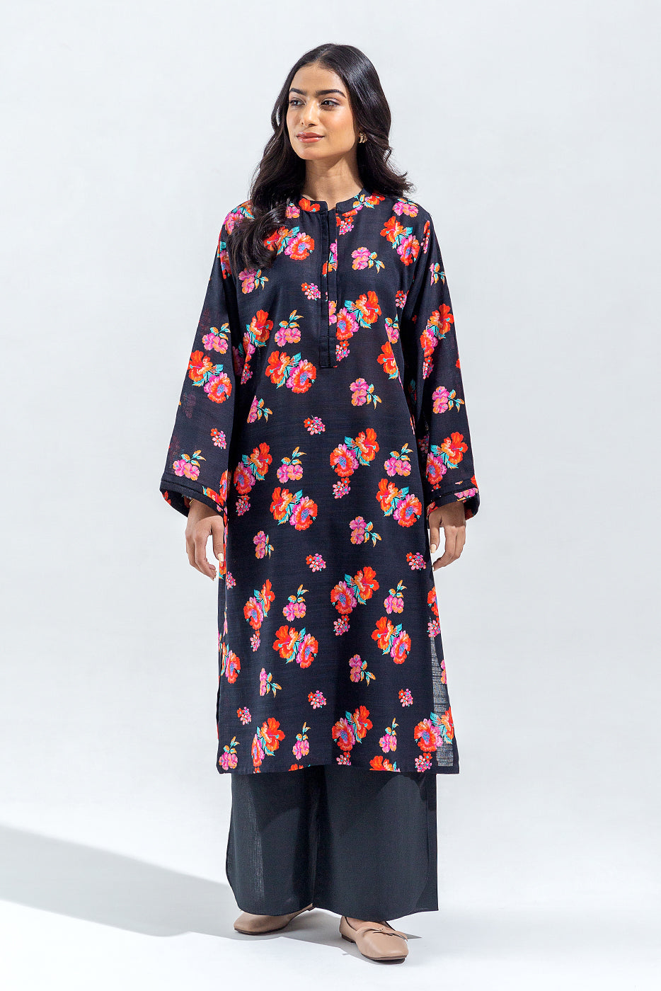 PRINTED SLUB KHADDAR SHIRT (PRET)