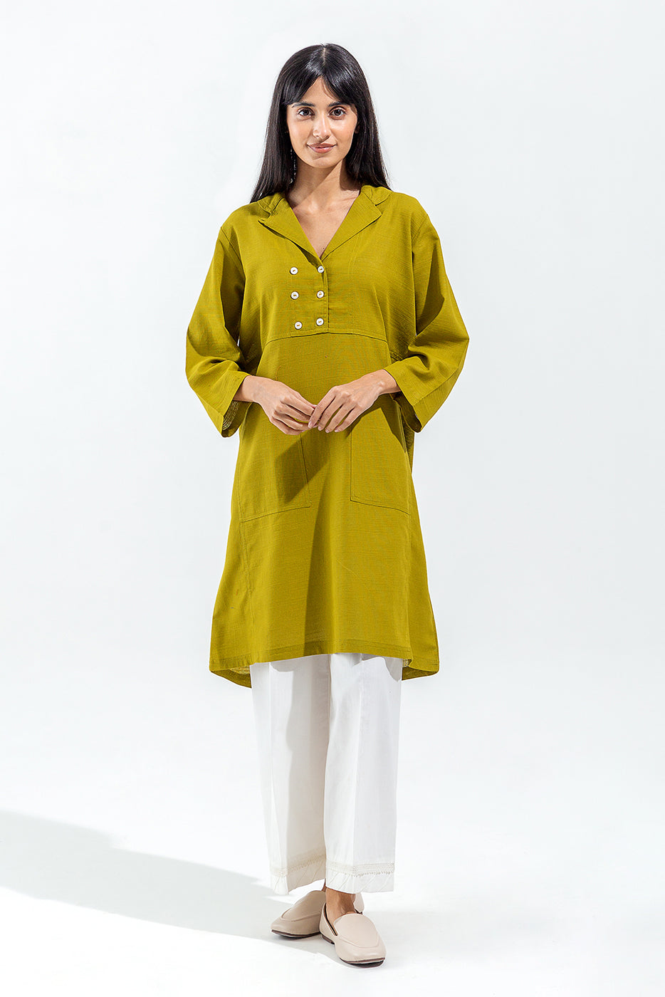 BASIC SLUB KHADDAR SHIRT (PRET)
