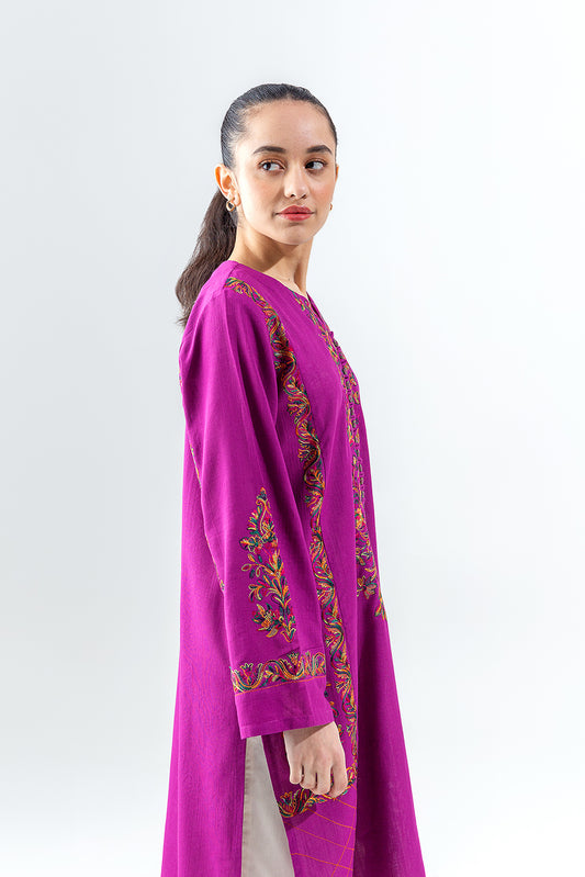 EMBROIDERED SLUB KHADDAR SHIRT (PRET)