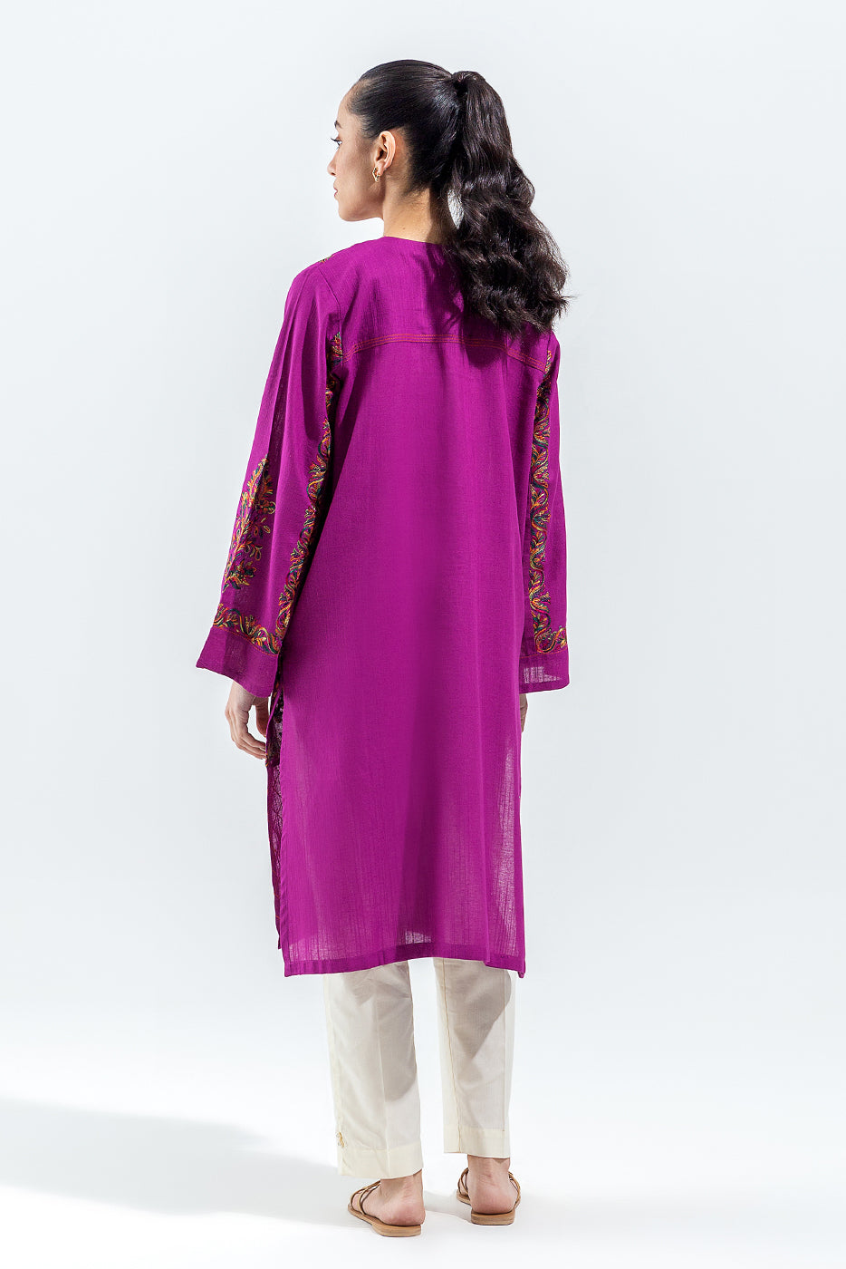 EMBROIDERED SLUB KHADDAR SHIRT (PRET)