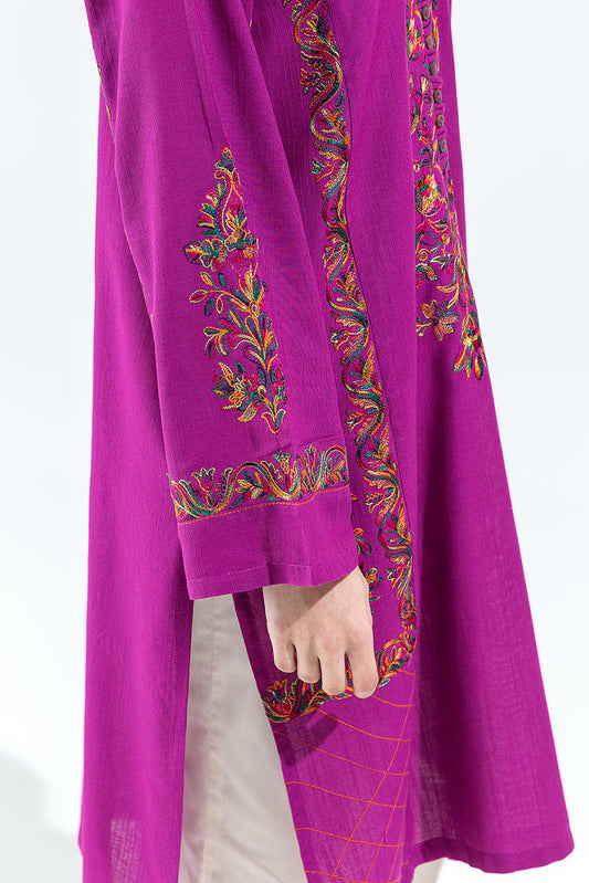 EMBROIDERED SLUB KHADDAR SHIRT (PRET)