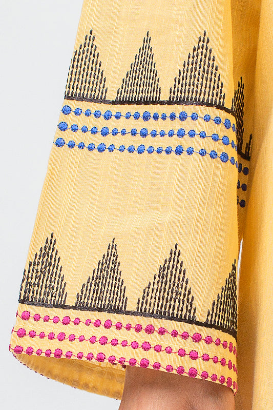 EMBROIDERED SLUB KHADDAR SHIRT (PRET)