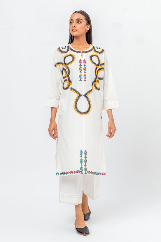 EMBROIDERED SLUB KHADDAR SHIRT (PRET)
