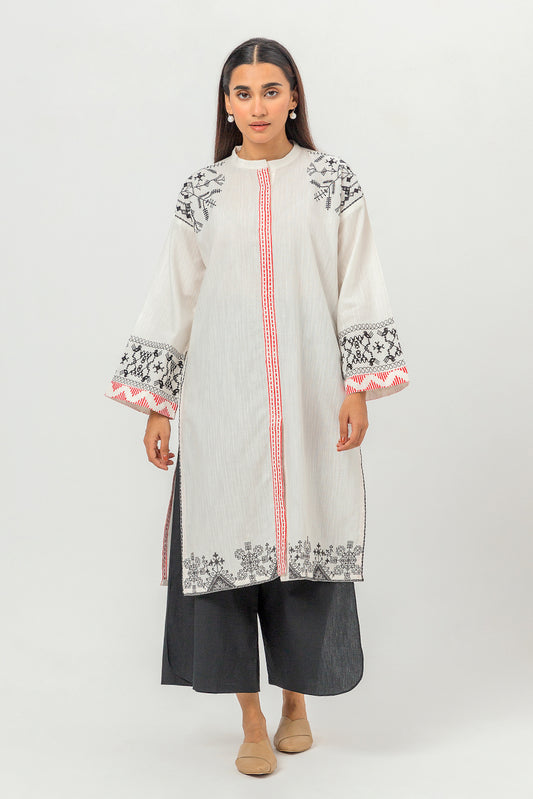 EMBROIDERED SLUB KHADDAR SHIRT (PRET)