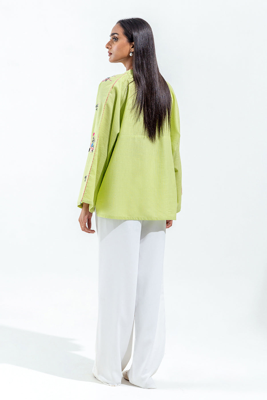 EMBROIDERED SLUB KHADDAR TOP (PRET)