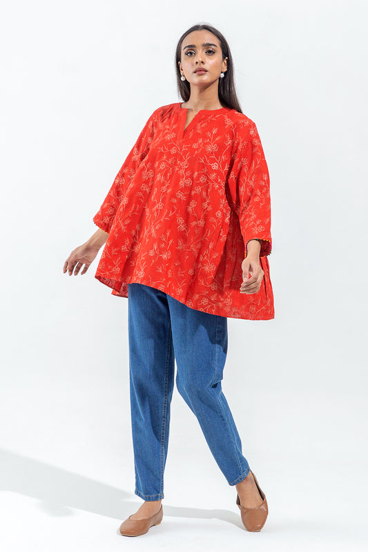 EMBROIDERED SLUB KHADDAR TOP (PRET)