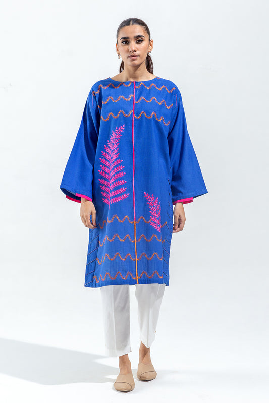 EMBROIDERED SLUB KHADDAR SHIRT (PRET)
