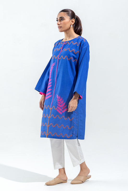 EMBROIDERED SLUB KHADDAR SHIRT (PRET)