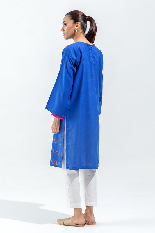 EMBROIDERED SLUB KHADDAR SHIRT (PRET)