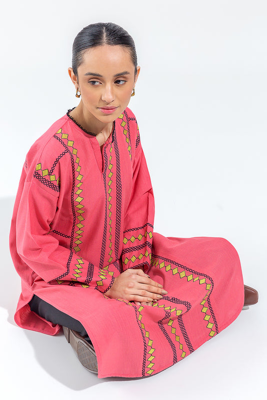 EMBROIDERED SLUB KHADDAR SHIRT (PRET)