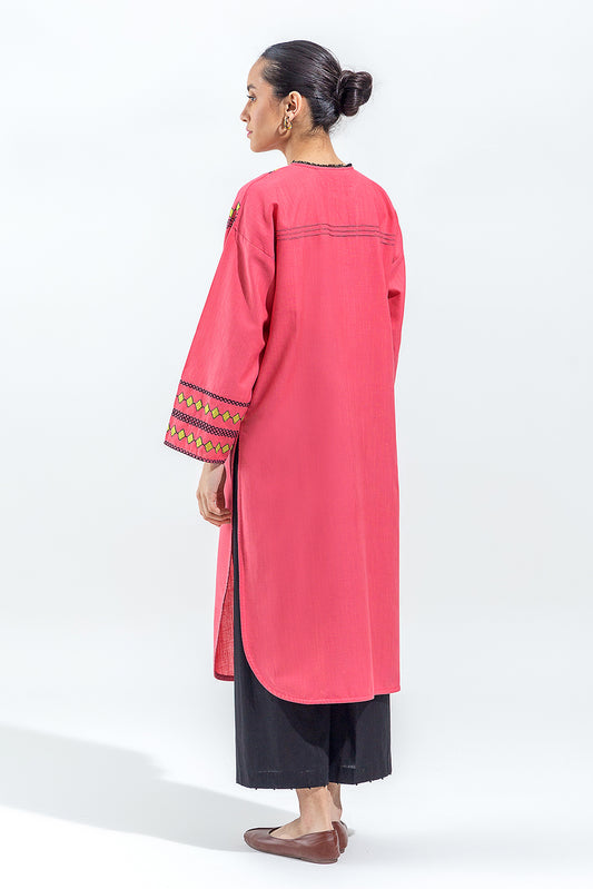 EMBROIDERED SLUB KHADDAR SHIRT (PRET)