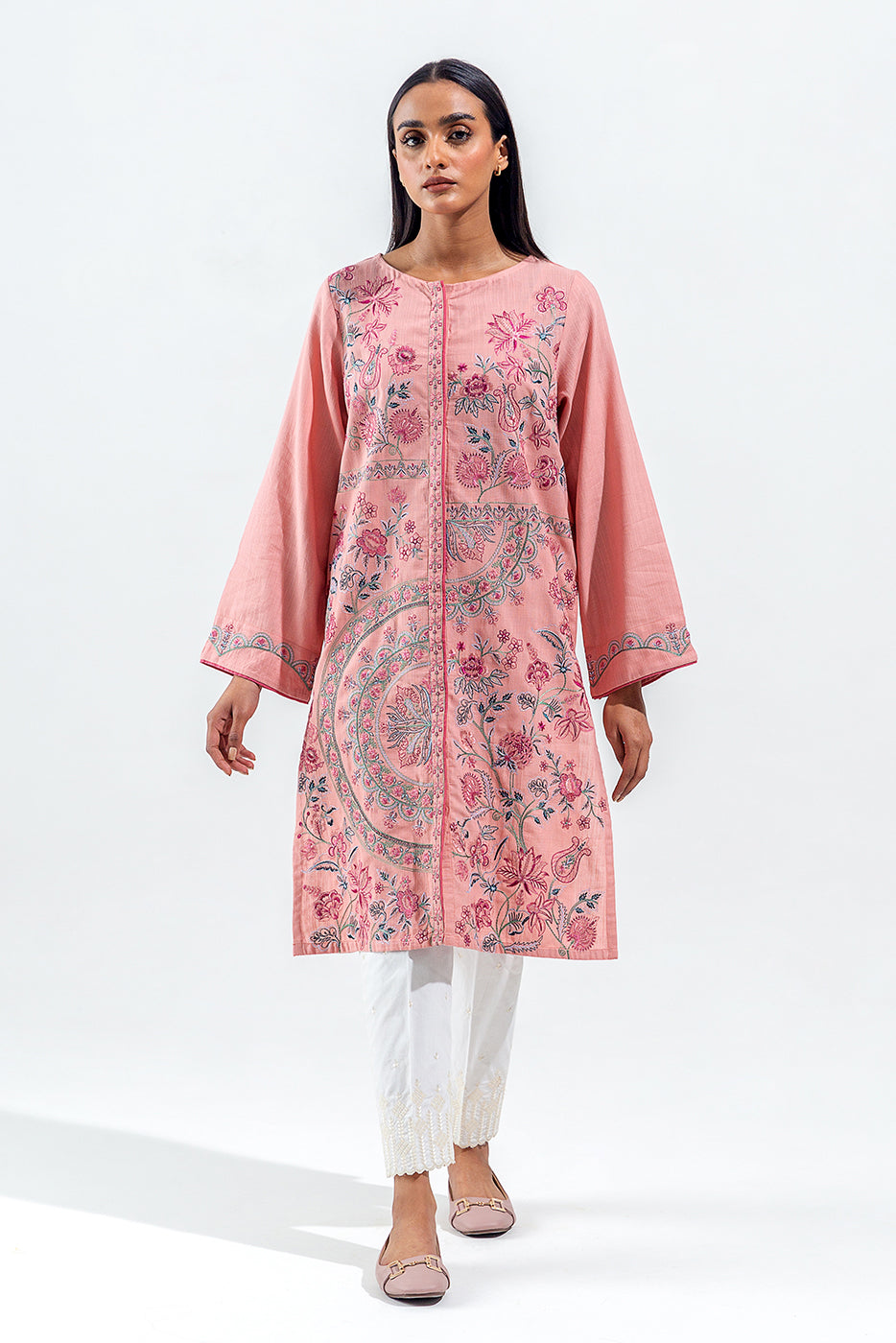 EMBROIDERED SLUB KHADDAR SHIRT (PRET)