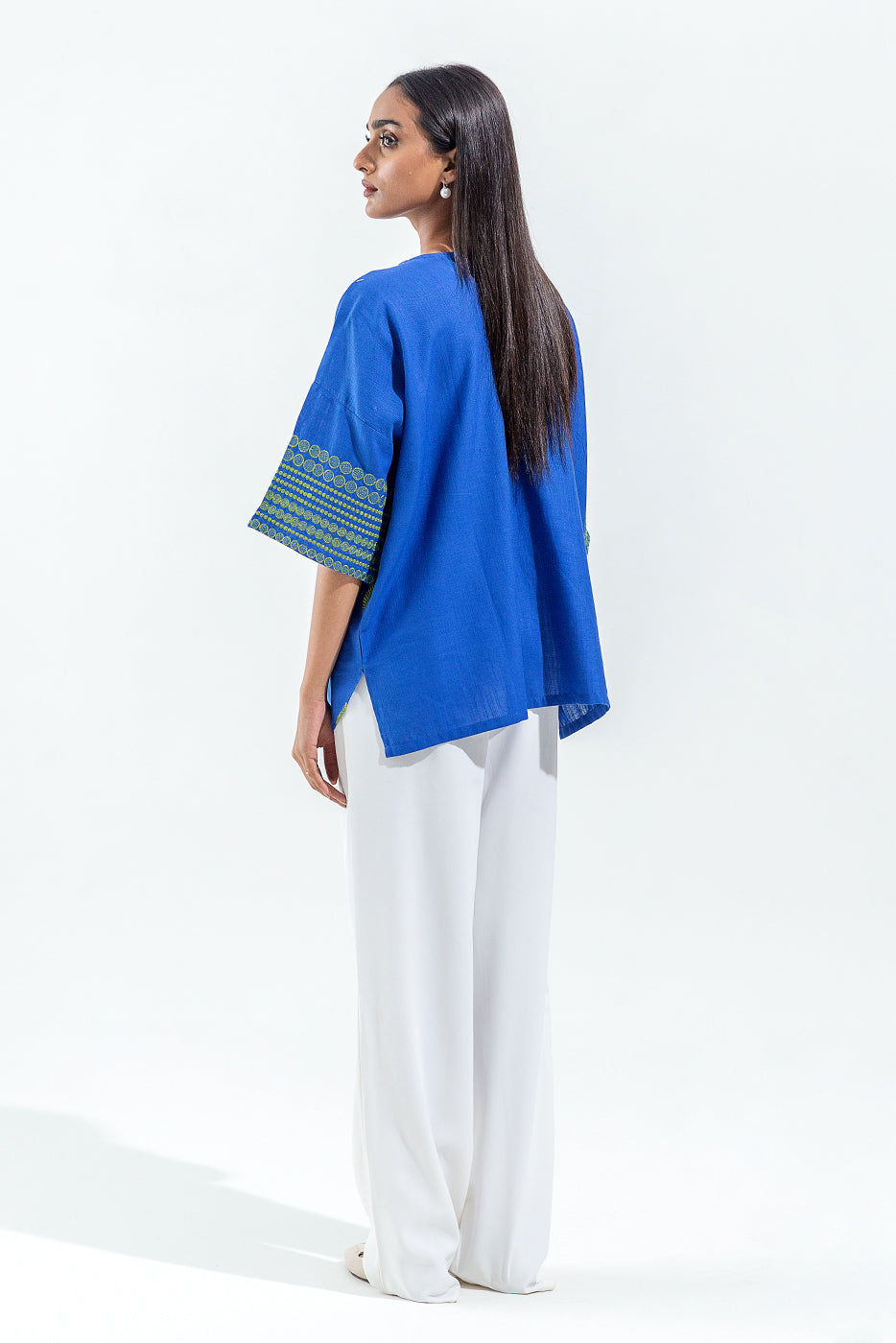 EMBROIDERED SLUB KHADDAR TOP (PRET)