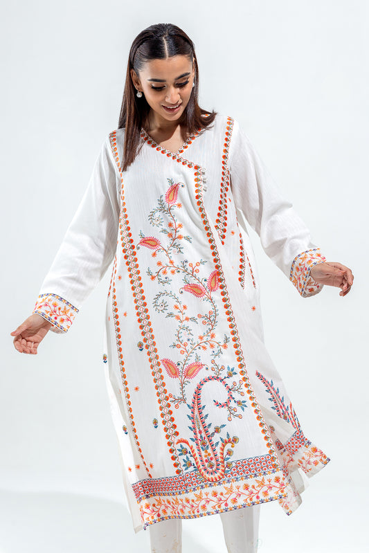 EMBROIDERED SLUB KHADDAR SHIRT (PRET)