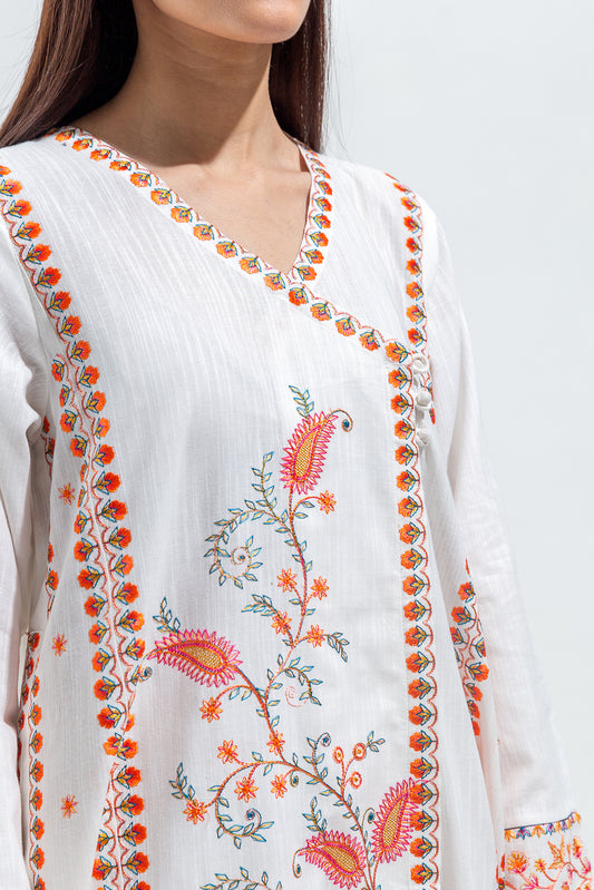 EMBROIDERED SLUB KHADDAR SHIRT (PRET)