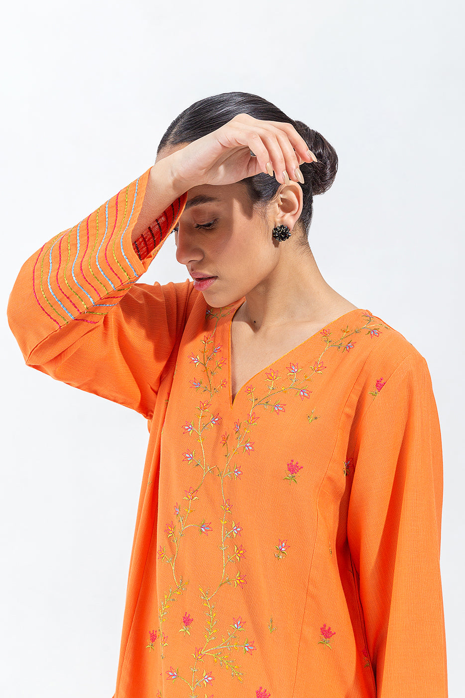 EMBROIDERED SLUB KHADDAR SHIRT (PRET)
