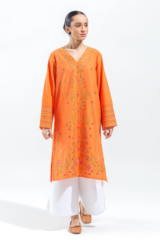 EMBROIDERED SLUB KHADDAR SHIRT (PRET)