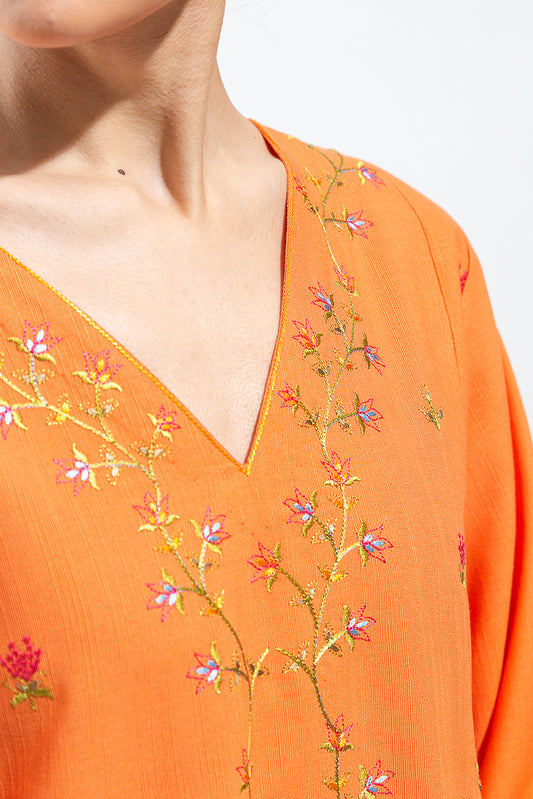 EMBROIDERED SLUB KHADDAR SHIRT (PRET)