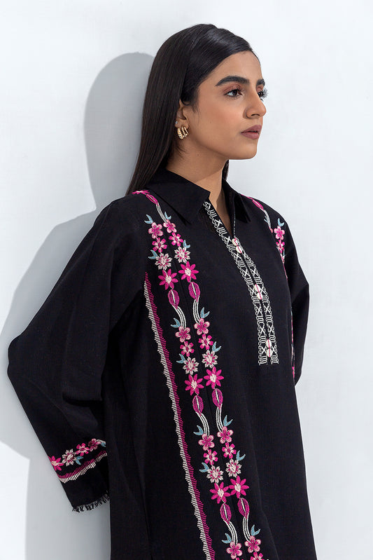 EMBROIDERED SLUB KHADDAR SHIRT(PRET)