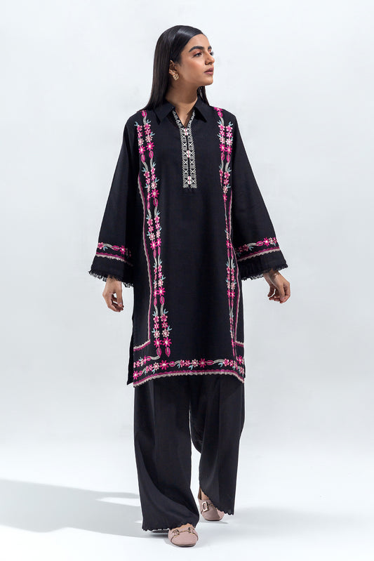 EMBROIDERED SLUB KHADDAR SHIRT(PRET)