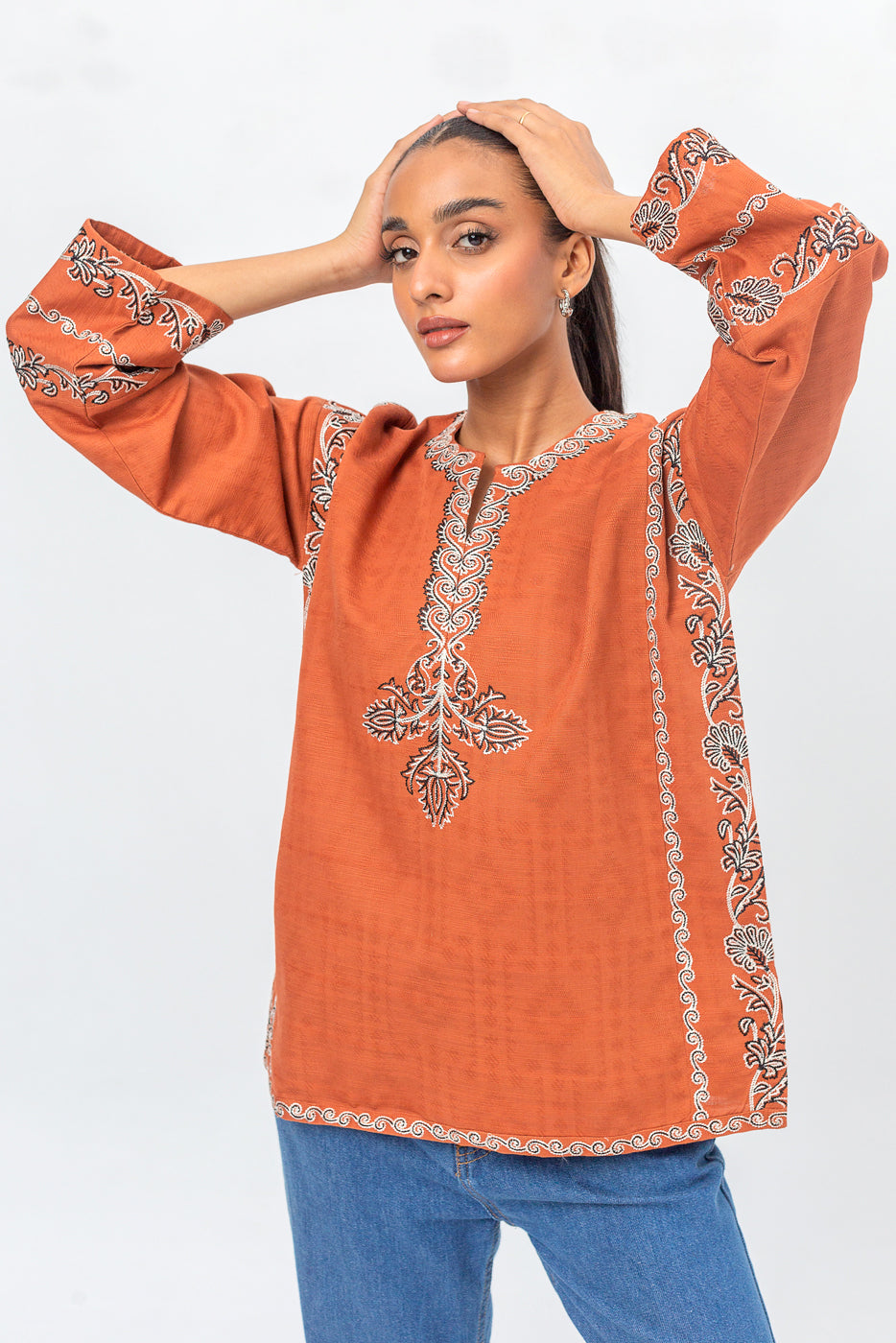 KHADDAR JACQUARD TOP (PRET)