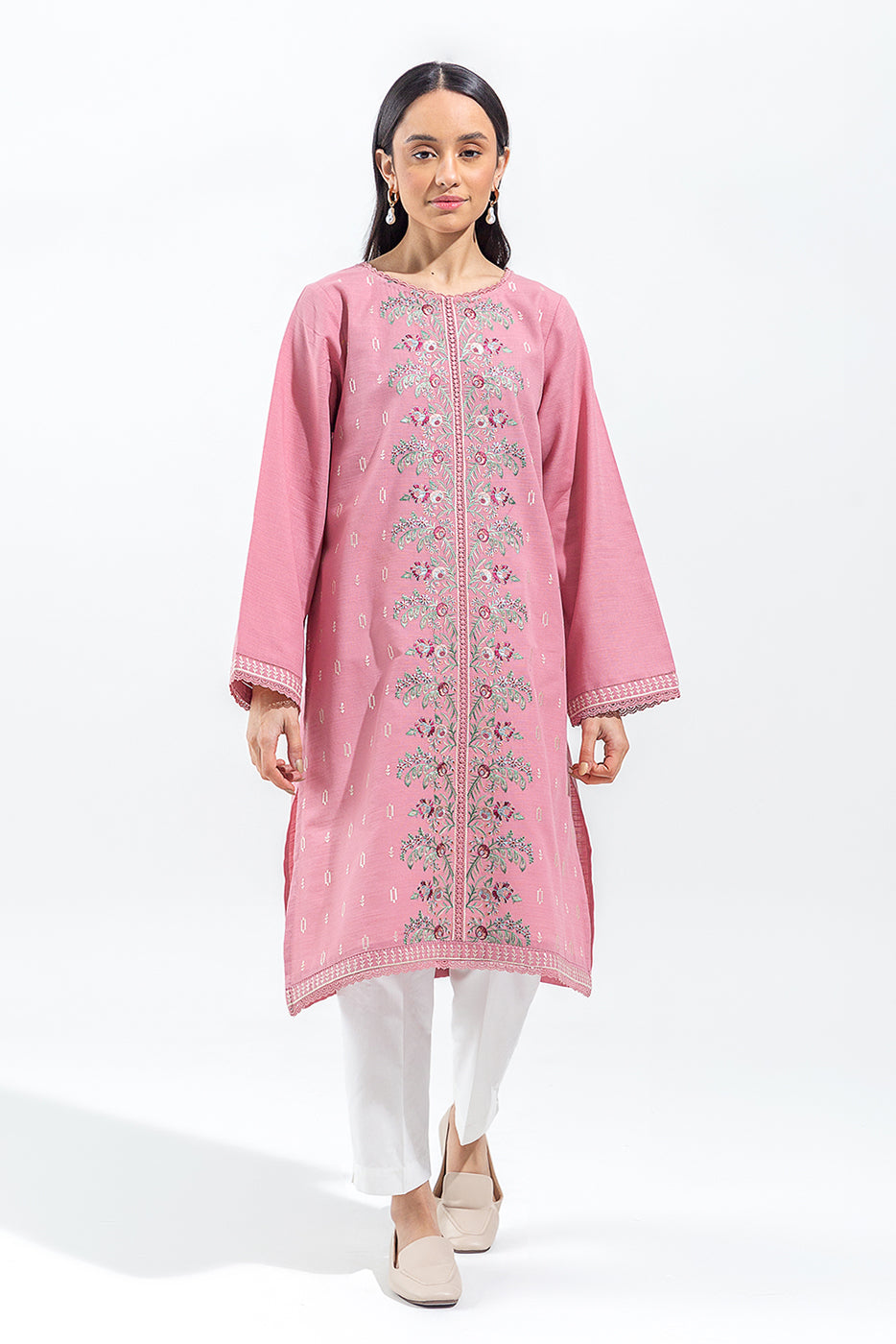 EMBROIDERED SLUB KHADDAR SHIRT (PRET)