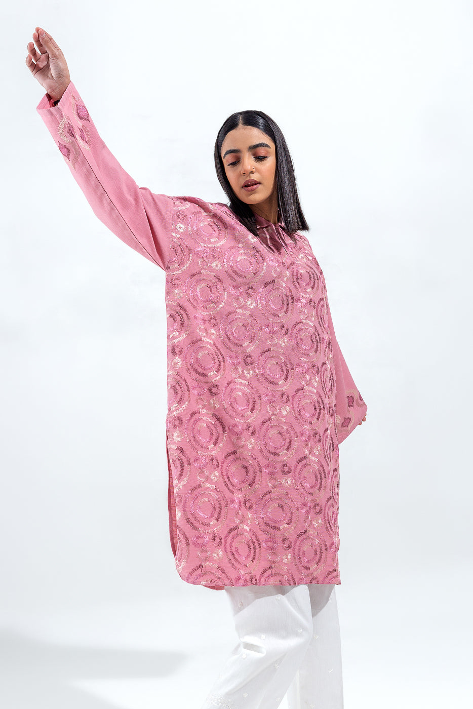 EMBROIDERED SLUB KHADDAR SHIRT(PRET)