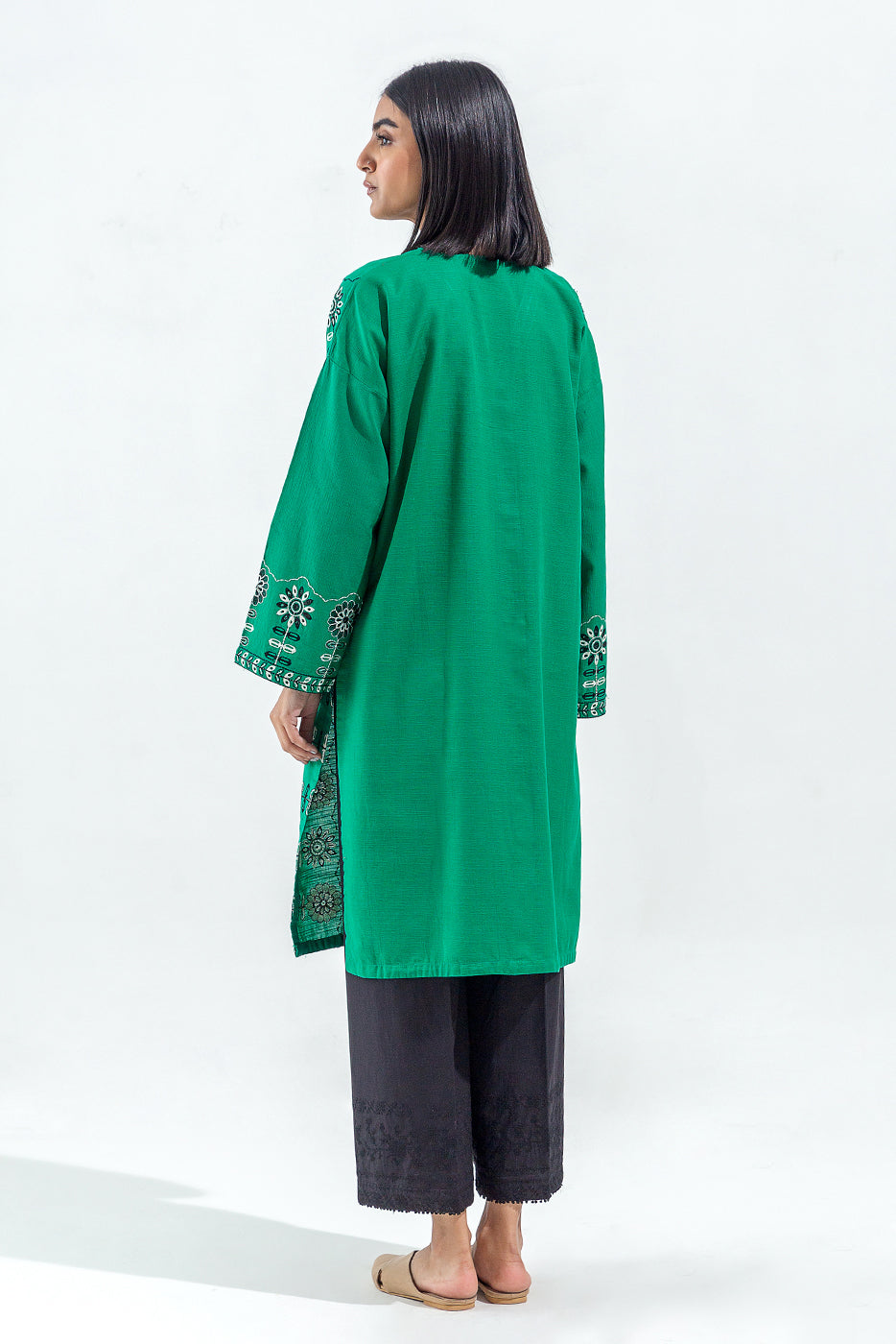 EMBROIDERED SLUB KHADDAR SHIRT (PRET)