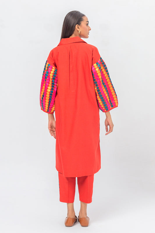 2 PIECE EMBROIDERED SLUB KHADDAR SUIT (PRET)