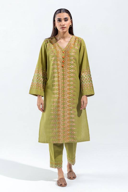 2 PIECE EMBROIDERED SLUB KHADDAR SUIT (PRET)