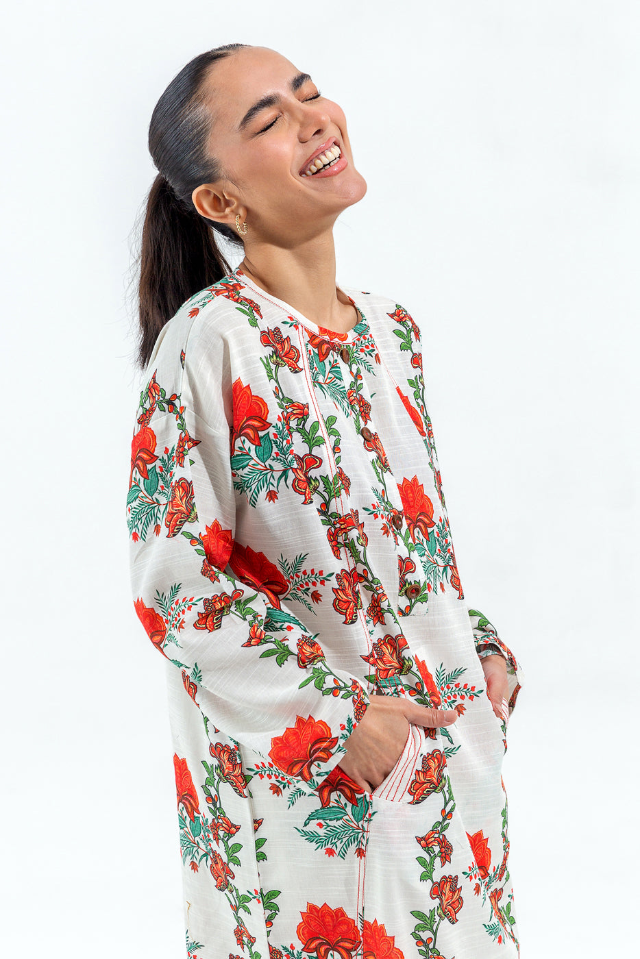 PRINTED SLUB KHADDAR SHIRT (PRET)