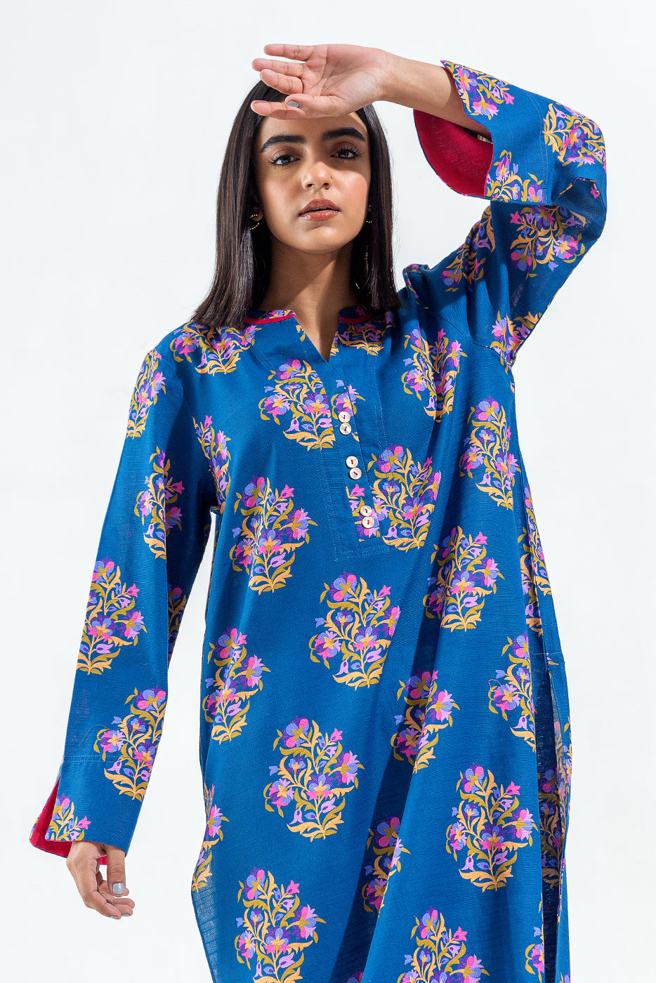 PRINTED SLUB KHADDAR SHIRT (PRET)