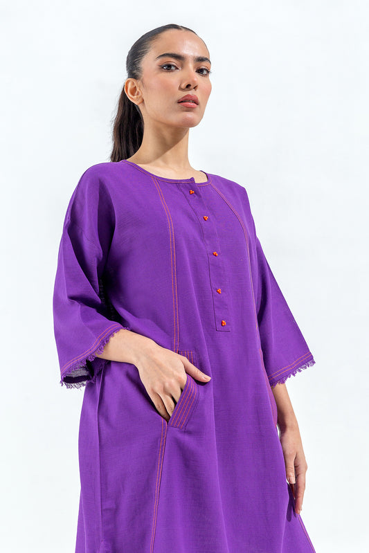 EMBROIDERED SLUB KHADDAR SHIRT (PRET)