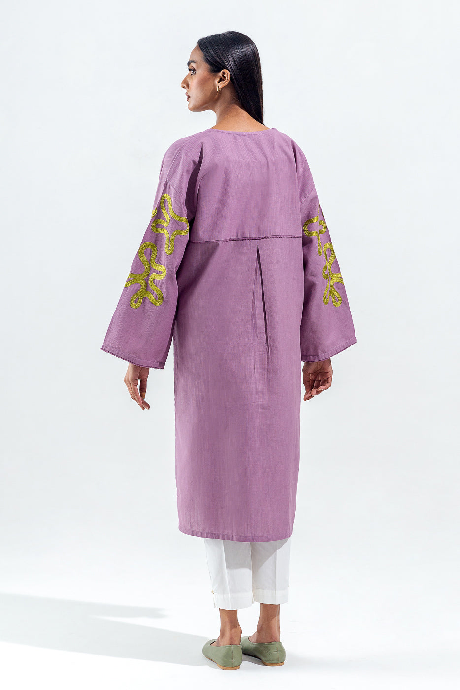 EMBROIDERED SLUB KHADDAR SHIRT (PRET)