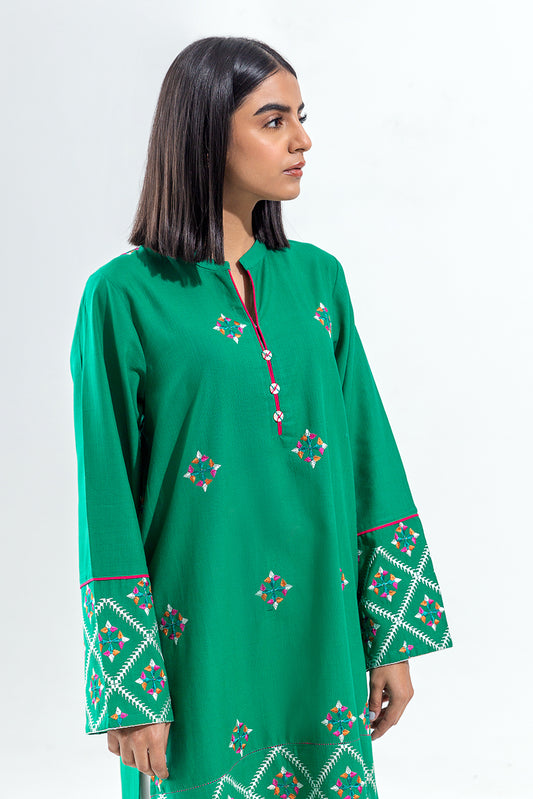 EMBROIDERED SLUB KHADDAR SHIRT (PRET)
