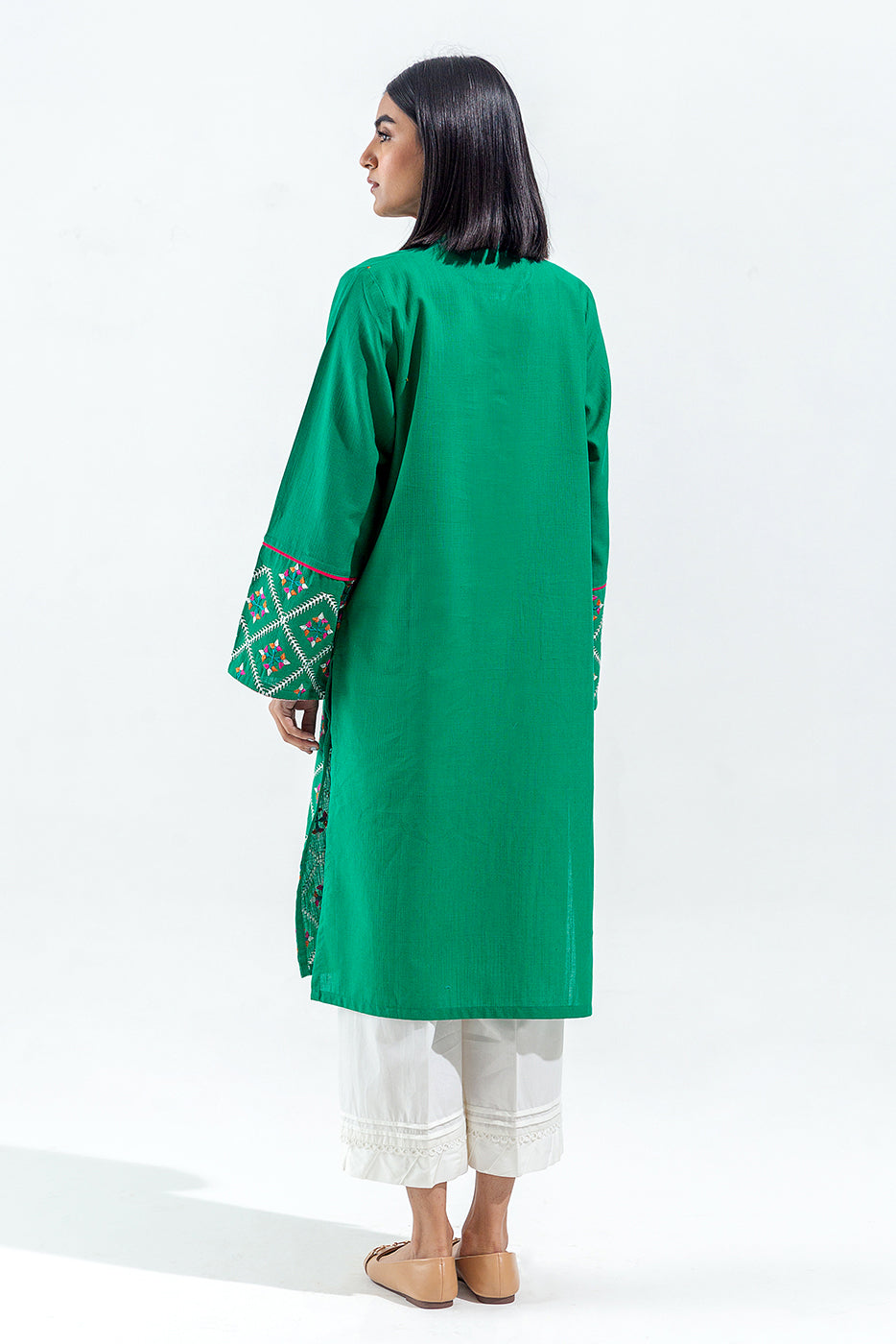 EMBROIDERED SLUB KHADDAR SHIRT (PRET)