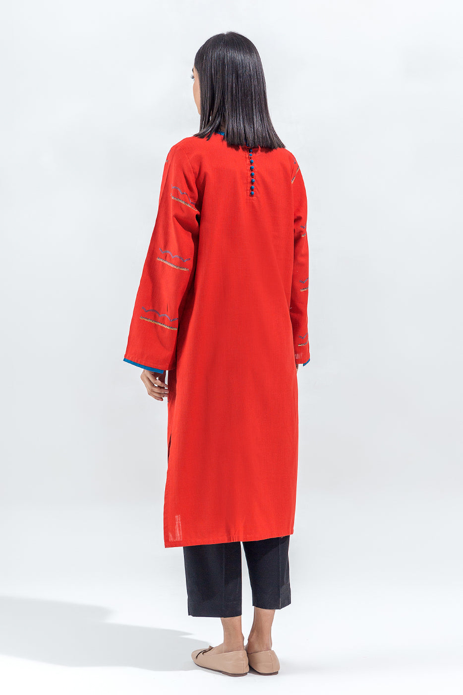 EMBROIDERED SLUB KHADDAR SHIRT(PRET)