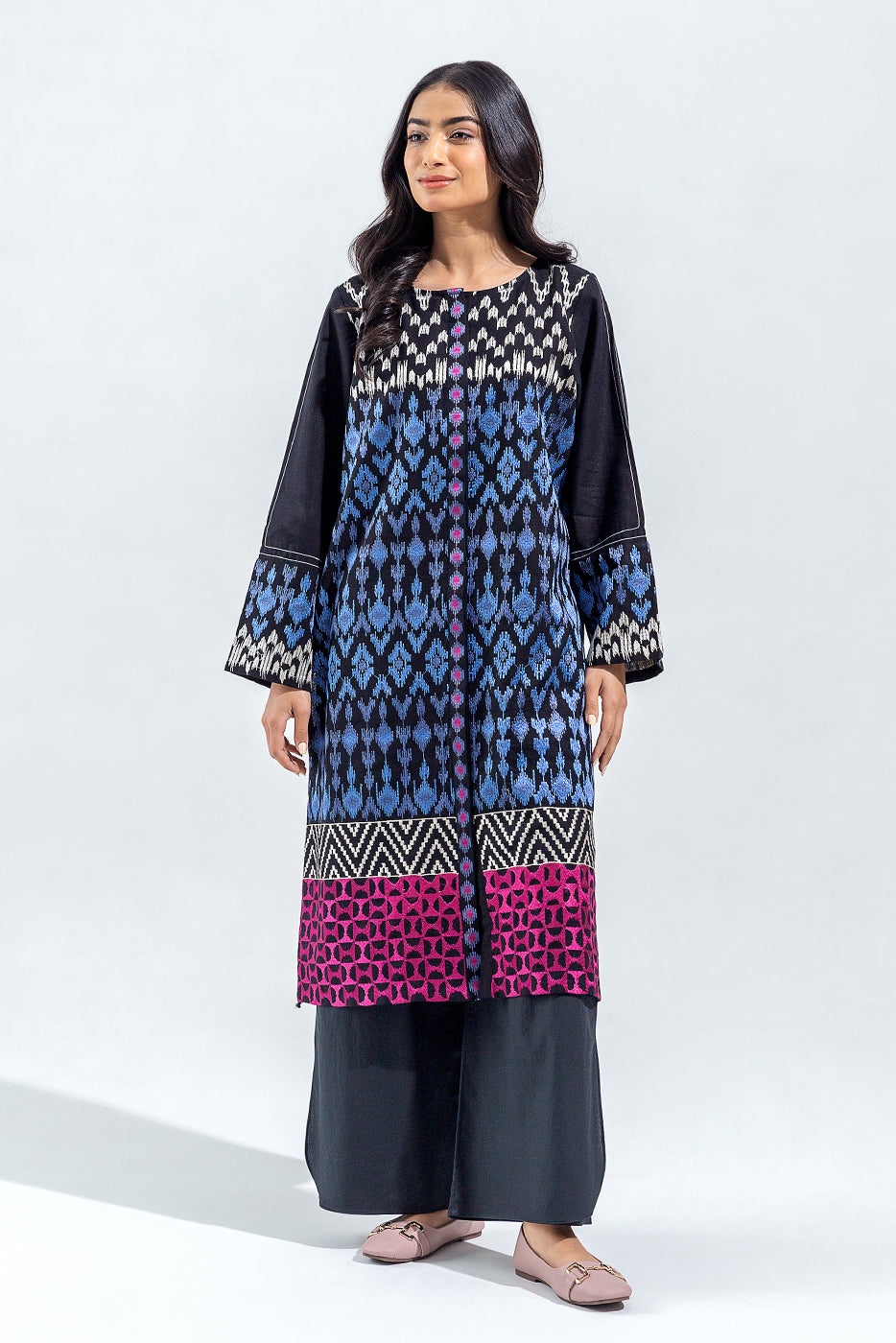 EMBROIDERED SLUB KHADDAR SHIRT (PRET)