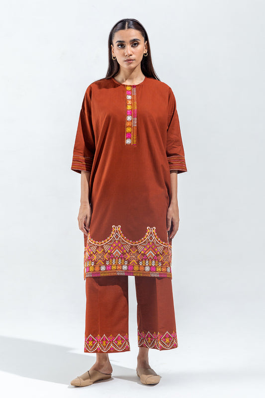 2 PIECE EMBROIDERED SLUB KHADDAR SUIT (PRET)