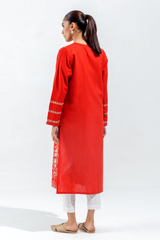 EMBROIDERED SLUB KHADDAR SHIRT (PRET)