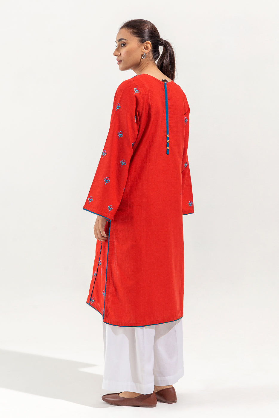 EMBROIDERED SLUB KHADDAR SHIRT (PRET)