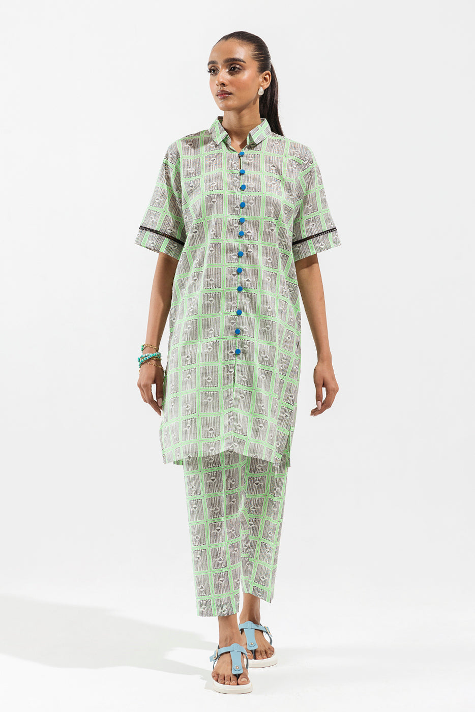 BASIC PRINTED VISCOSE SHIRT (PRET)