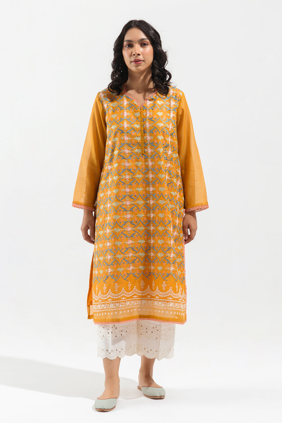 EMBROIDERED COTTON NET SHIRT (LUXURY PRET)