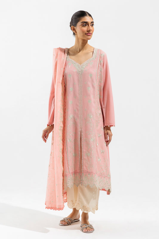 EMBROIDERED SLUB LAWN SHIRT (LUXURY PRET)