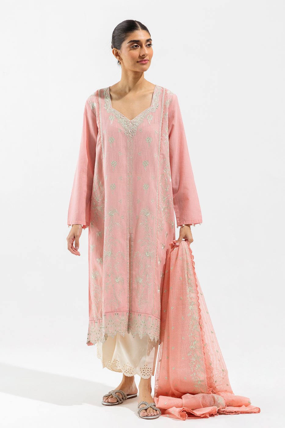 EMBROIDERED SLUB LAWN SHIRT (LUXURY PRET)