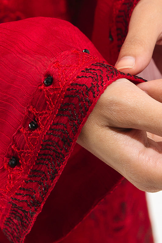 EMBROIDERED CHIFFON SHIRT (LUXURY PRET)